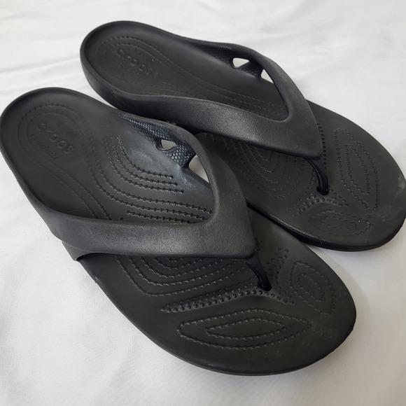 Crocs Kadee II Flip Flops Women's Size 11 Black Thong Sandals Comfort - Picture 1 of 5